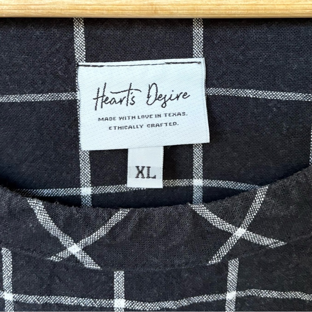 Heart’s Desire Linen Check Tunic Laggen Look Art to Wear Oversized Womens XL - Picture 2 of 4